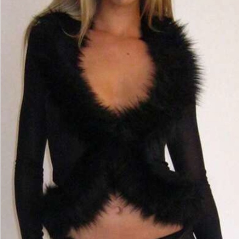 Faux Fur Bell Sleeve Sheer cardigan